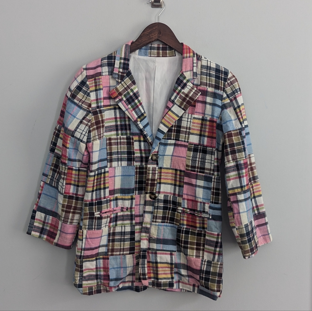 Boys Bella Bliss Plaid Madras Jacket 12 Youth